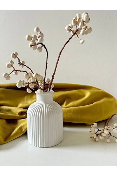 Özalp Decor Minimal İkili Dekoratif Oluklu El Yapımı Vazo- (10cm) ( iki adettir)