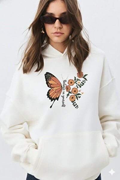 Marwah collection Жіночий світшот з принтом метелика, 3-нитковий якісний мате...