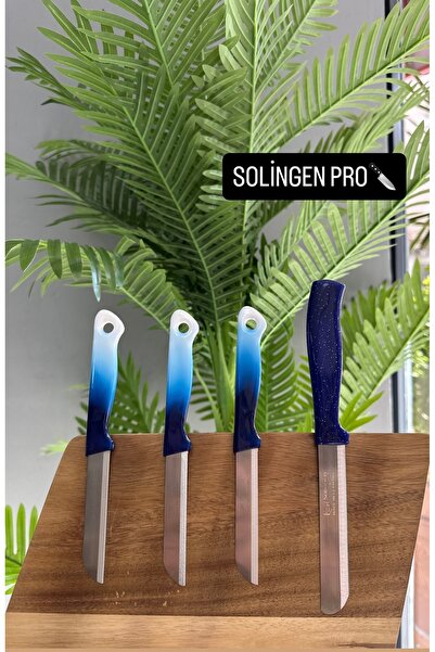 Solingen Mavi Ebruli 3’lü Meyve Bıçağı + Simli Mavi Mikro Tırtıklı Sebze Bıçağı