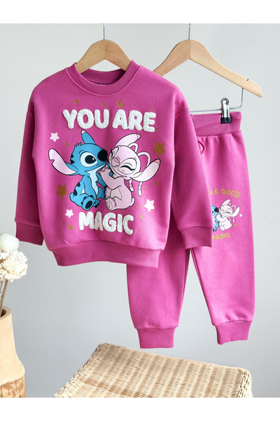 Pinkitokids Eșarfă YOU ARE MAGIC cu imprimeu tricou și set de pantaloni de tr...