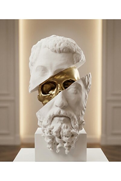 hivhestın Sokrates Felsefe Büstü - Kafatası Efektli Dekoratif Heykel (3D Bask...