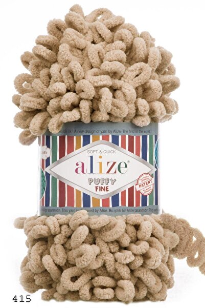 Alize Ață de tricotat manual Desert Sand Puffy Fine 415 (pachet de 5)