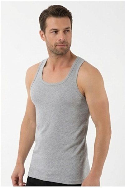 Pi Giyim 6-Pack Gray Men's Undershirts Combed Cotton Lycra