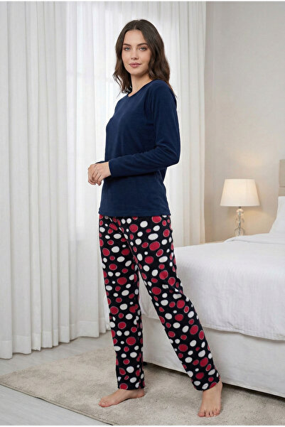 SİERNA Pantaloni de pijama din fleece pentru femei cu talie elastică de iarnă...