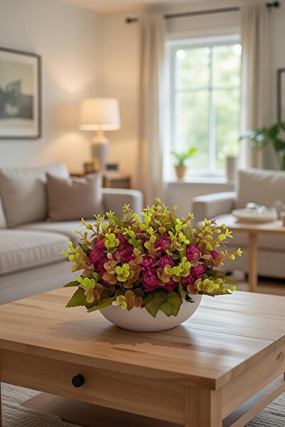 adresiburasi Beton Kase Model Saksıda Banko Masa Çiçeği Açık Pembe