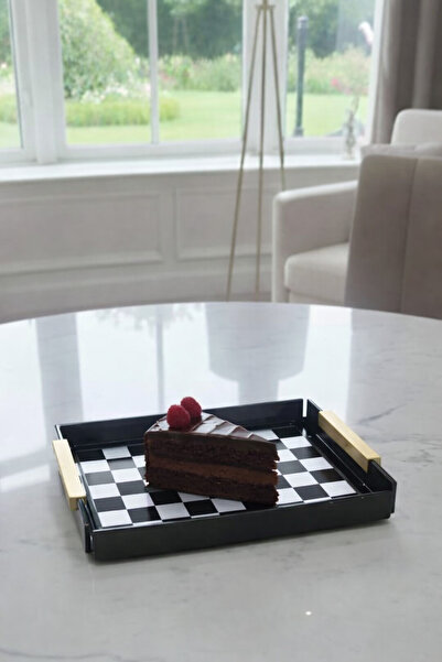 innossa pleksi dekorasyon Matgold Flat Handle Black Checkered Plexiglass Sing...