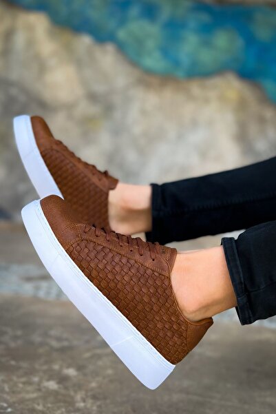 Zerenyus حذاء رياضي رجالي كاجوال من ماجلييرا بريميوم ذو ملمس مميز باللون البني