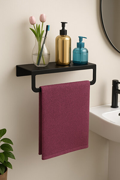 İCON PLUS Havlu Tutacağı Raf Metal Havlu Askıs Mutfak Banyo Raflı Havluluk Mo...