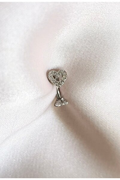 Bylin Cerrahi Çelik, Zirkon Taşlı, Kalp Muz Piercing / Rook Piercing /Kaş Pie...