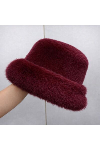 Axesoire 14623-1 Peluş Bordo Kalpak Şapka