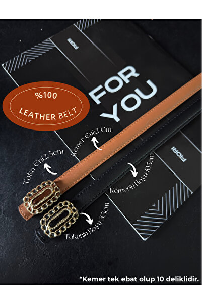 Fiori Hakiki Bombeli Burgu Tokalı Ince Kadın Kemeri, Ceket Kemeri, Gömlek Kem...