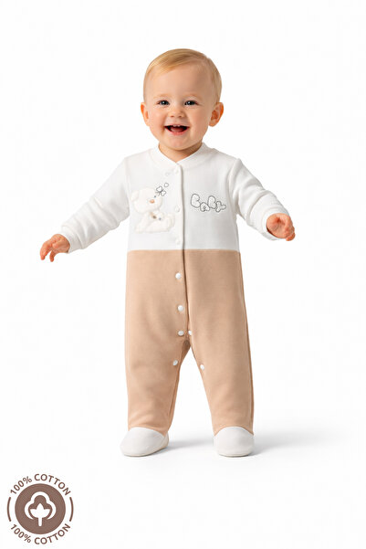 Miniel ثوب فضفاض للفتيات الصغيرات من القطن العضوي مع أحذية تيدي بير مطرزة لعم...