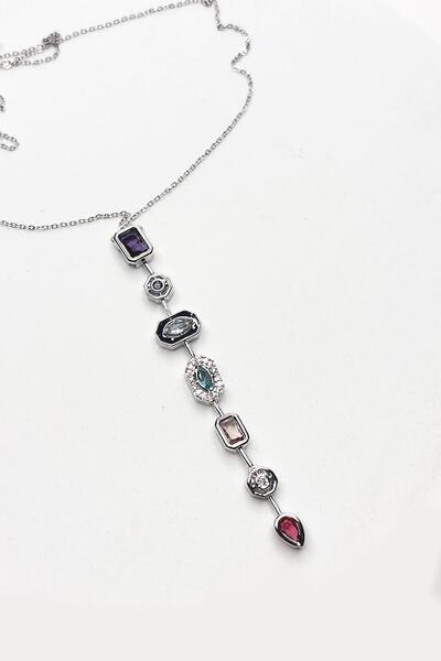 New Obsessions Kristal 7 Taşlı Şans Çakrası Çelik Kolye