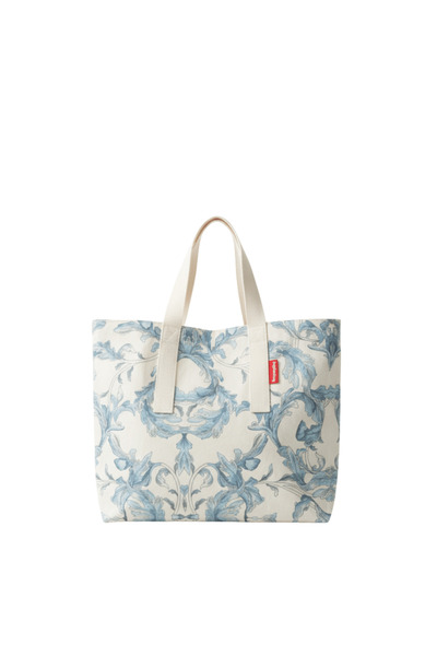 Baghashtag Cream Floral Printed Gabardine Cloth Bag
