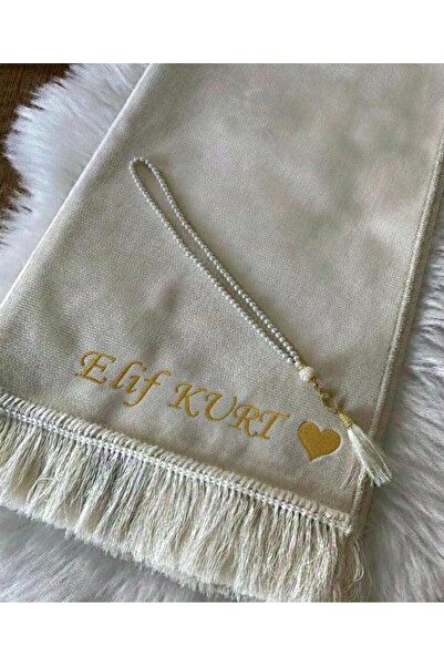 YİGİTECH Kişiye Özel İsimli Lüx Kadife Seccade, Düz Velur İsim Nakışlı Seccad...