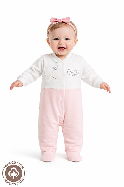 Miniel ثوب فضفاض للفتيات الصغيرات من القطن العضوي مع أحذية تيدي بير مطرزة لعم...