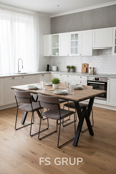 FSHOME FS GRUP | Metal Ayaklı Yemek Masası 80/120 cm