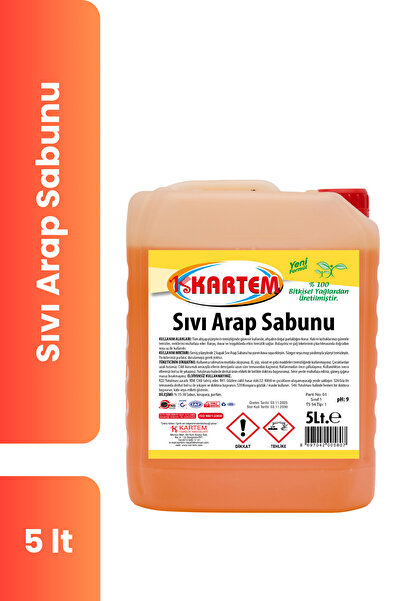 KARTEM Sıvı Arap Sabunu 5 Kg Yüzey Temizleyici, Sabun, Arap Sabunu, Yoğun Tem...