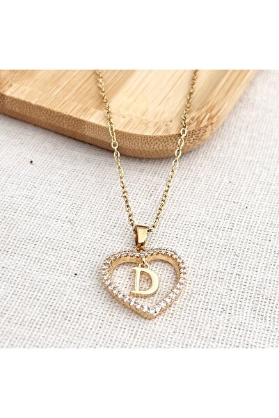 Siya Silver Zirkon Taşlı Kalpli Harfli Kolye - Hediye Kutulu