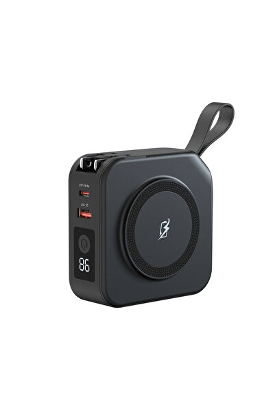 ParsPower Tripmax Gan Adaptörlü 10.000mAh MagSafe+Duvar Şarjlı+3 TipPriz Başl...