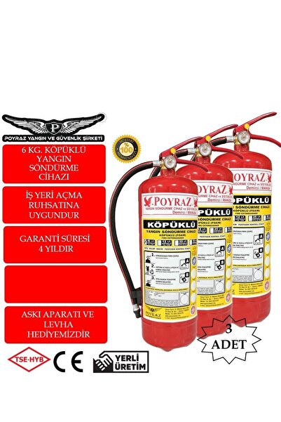 Genel Markalar 6kg Yangın Söndürme Tüpü Köpüklü 1 Adet Askı Aparatı Levha Hed...