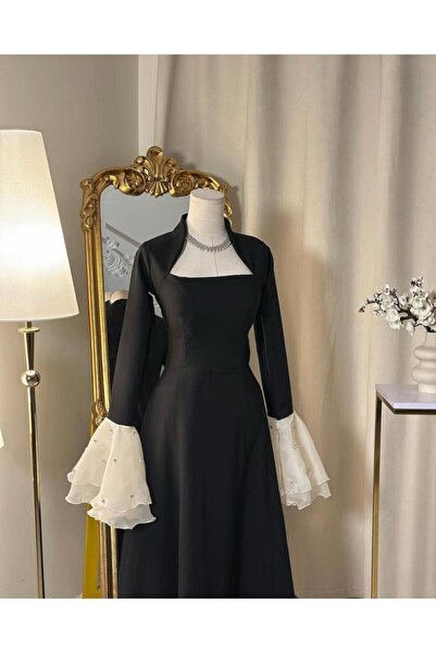 vanus fashion 5747 - فستان أسود أنيق بلمسات راقية