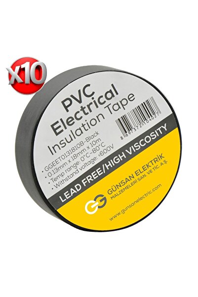 Günsan Siyah Elektrik İzolasyon Bandı 10 Adet