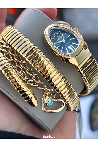 Reward ساعة ثعبان حجرية (دورةين)، علبة أنيقة (قطر 24)، سوار فولاذي أخضر مقاوم...