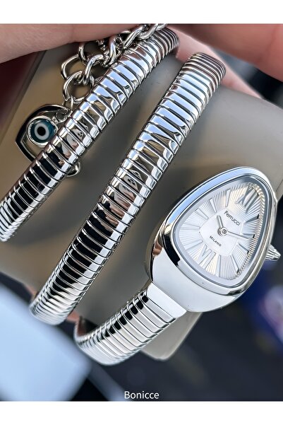 Ferrucci Women's Snake Watch, in Gift Box, Steel Band, Silver Color, with Bra...