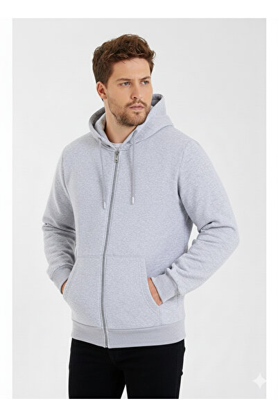 ATKGİYİM Men's 4 Colors Hooded Zippers Battal Size Sweatshirt Jacket 2Xl-6Xl\"