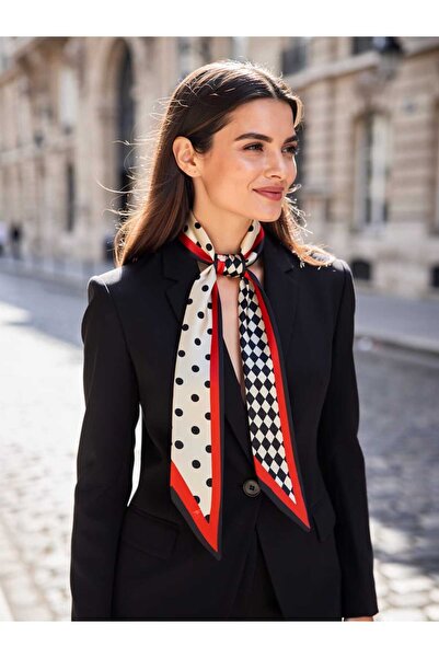 DLK TAKI Patterned Pearled Hair Scarf Two