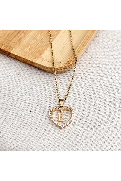 Siya Silver Zirkon Taşlı Kalpli Harfli Kolye - Hediye Kutulu