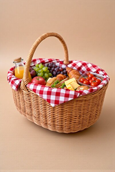 Joujou El Yapımı Rattan Piknik Sepeti 35x25 cm| Doğal Rattan Depolama & Düzen...