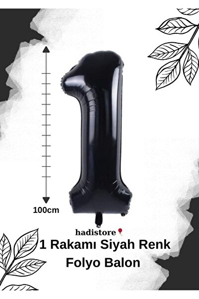 hadistore Siyah Renk 100cm 1 Sayı Balon – Folyo Helyum Uyumlu Doğum Günü - Öz...