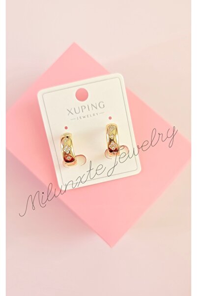 MİLUNXTE أقراط دائرية من الفولاذ المقاوم للصدأ بلون ذهبي من Xuping Vip، مرصعة...