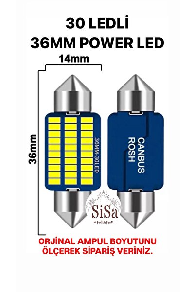 SİSA SENİSTESENAL Sofit Led 36mm Canbus Beyaz C5w Tavan Plaka Ampulü 2 Adet (...