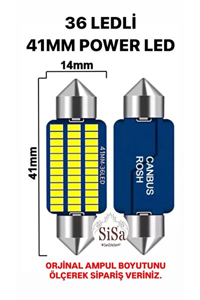 SİSA SENİSTESENAL Sofit Led 41mm Canbus Beyaz C5w Tavan Plaka Ampulü 2 Adet (...