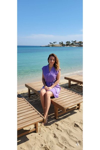Nevin Acar Kimono Leaf Pattern Bamboo Towel Beach Dress
