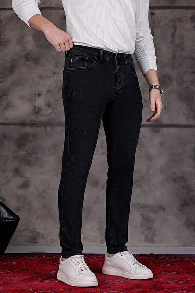 MODAMESTO Blugi cu laser pentru bărbați, antracit, slim fit, lycra
