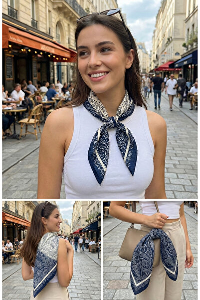 tuaipek Navy Paisley Desen 55x55cm Bandana/Fular