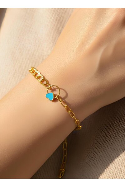 Bontexs Women's Light Blue Heart Figured Milky Way Chain Stainless Steel Brac...