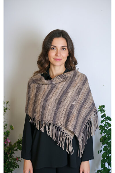 Knittingbirdshop Tunus İşi El Yapımı Şal – Yumuşak Yün Akrilik Karışımı Hediye