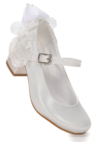 Aykatrend Ecru Girl's Ballerinas - 4 cm Heel Shoes