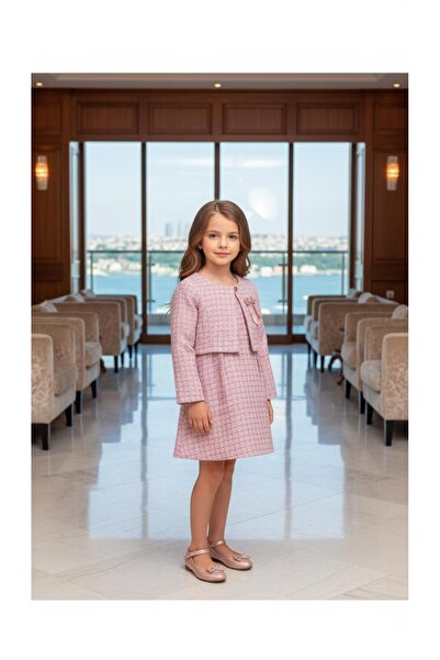Ugly Duck طقم سترة وفستان من قماش الشانيل للأعمار من 03 إلى 12 سنة - وردي