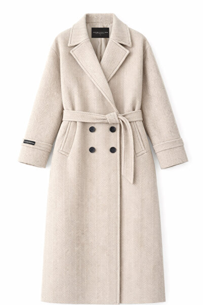 Perryes Guler pliat pentru femei, haină lungă supradimensionată cu mâneci pli...