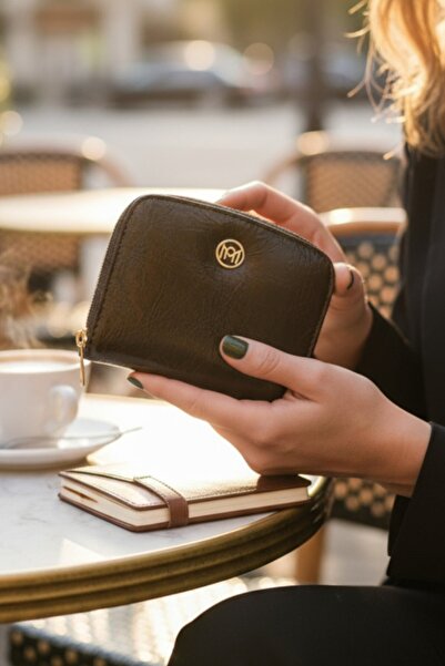 Classbag Square Zippered Brown Color Two Compartment-Card Holder Women's Wallet