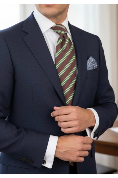 CROATE Burgundy Striped 100% Silk Tie