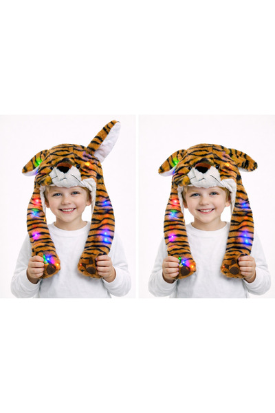 Selvira Fun Plush Hat with Ears Moving When Pressed on the Paws, Sounds and L...