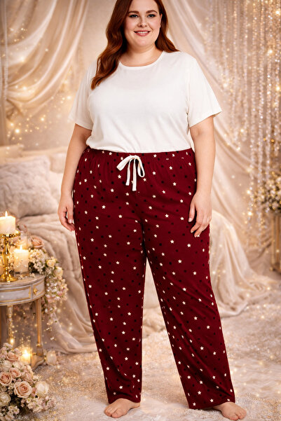 Lady Queen Παντελόνι πιτζάμας από μπαμπού λύκρα και βισκόζη σε μεγάλο μέγεθος