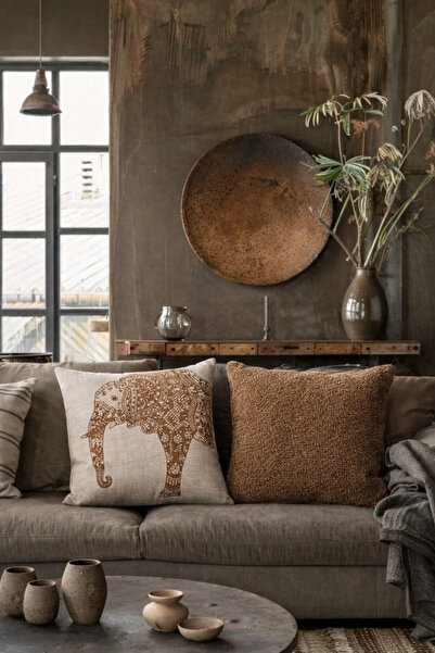 Alacastore Set de 2 perne decorative și huse de pernă cu model etnic și scorț...